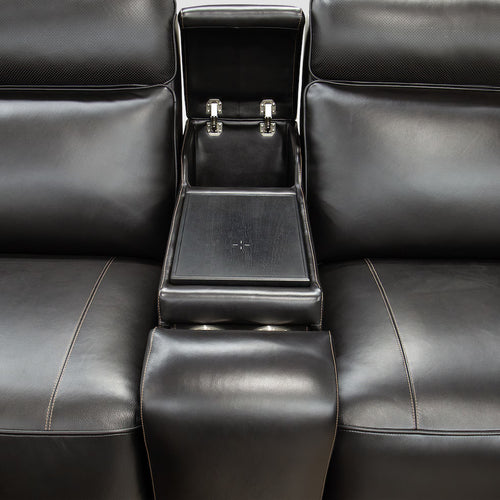 Summit Triple-Power 7-Piece Reclining Sectional with Modern  Sound and Two Consoles