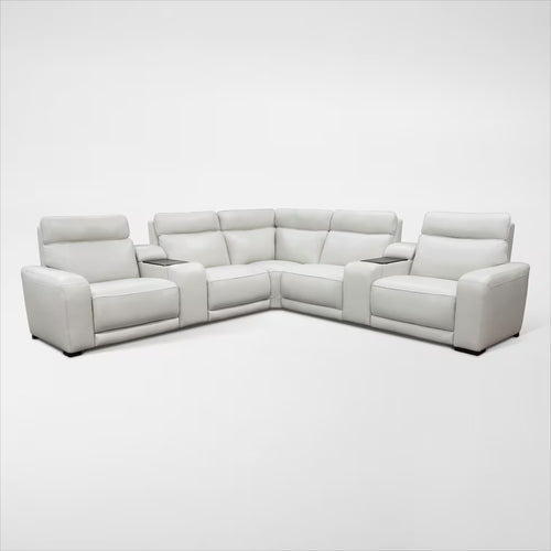 Summit Triple-Power 7-Piece Reclining Sectional with Modern  Sound and Two Consoles